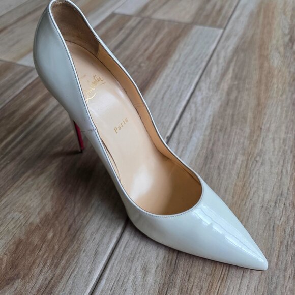 Christian Louboutin Kate 100mm White Patent Leather Pumps Eur. 10.5 - Picture 6 of 16